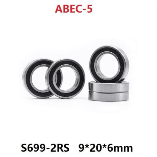 50pcs ABEC-5 S699RS S699-2RS Stainless Steel Bearing 9*20*6mm rubber sealed deep groove ball bearings 9x20x6 699 699RS 699-2RS