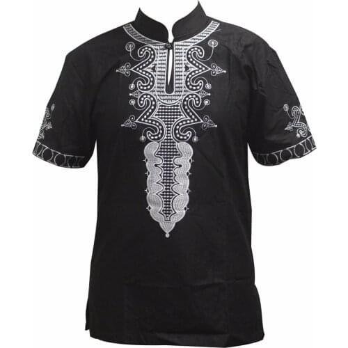 Dashiki African clothes Embroidery Muslim T-Shirt Unisex Nigerian Native Ankara Cotton Tops
