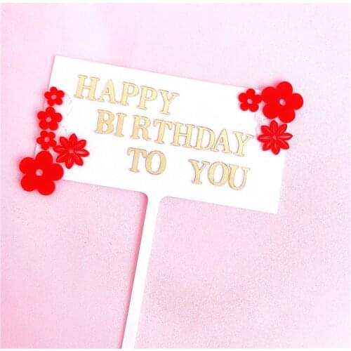 Acrylic Happy Birthday to You Flowers Cake Topper Cupcake Topper For Kids Birthday Party Cake Decorations Baby Shower