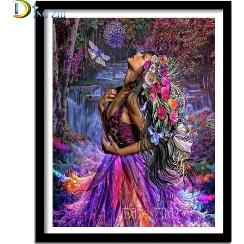 European Portrait 5D Diamond Painting Full Round Square Flower Woman Picture Diamond Embroidery Sale Mosaic Abstract Diamond Art