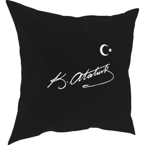 Ataturk Signature With Turkish Flag Pillowcase Cushion Cover Decorative Turkey Throw Pillow Case Cover Home 45X45cm