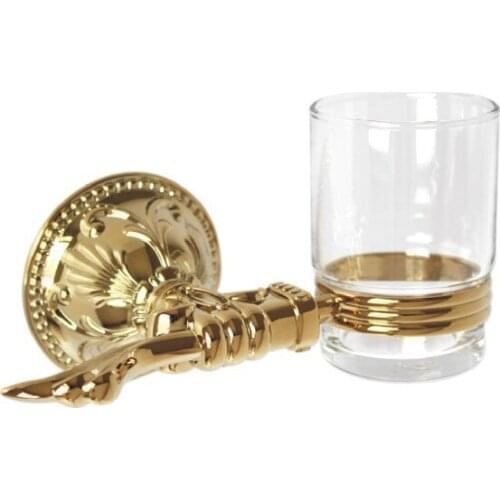 Free shipping gold finish flowers Single cup tumbler holder