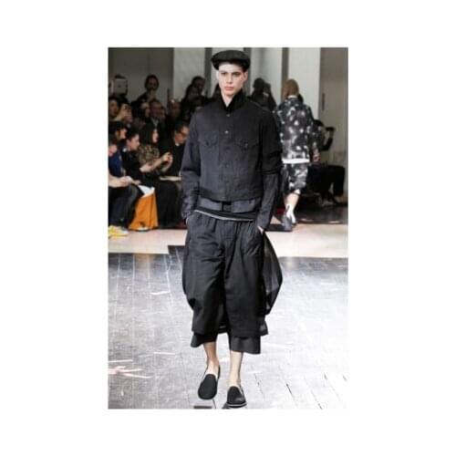 New The European and American fashion mens loose double-layer Gauze 7-minute casual pants summer large size youth pants fashion