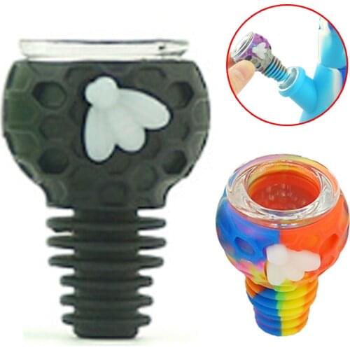 1Pcs Silicone Shisha Bowl With Titanuim Nail Hookah Bowls High Temperature Smoking Accessories Tobacco Pipe Chicha Cream