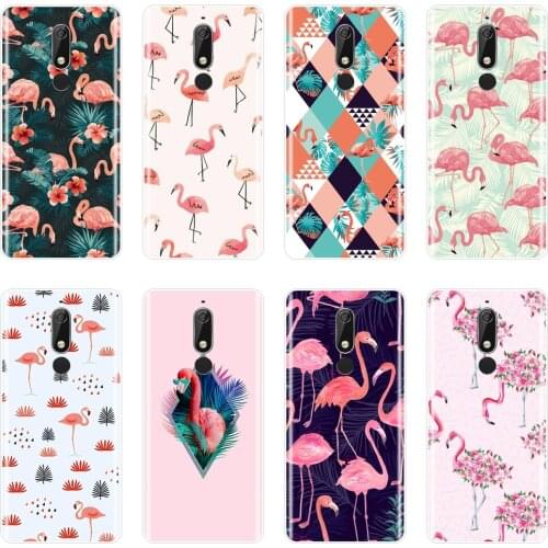 Case For Nokia 2.1 3.1 5.1 6.1 7.1 Plus Soft Silicone Fashion Flamingo Back Cover For Nokia 2.1 3.1 5.1 6.1 7.1 Phone Case