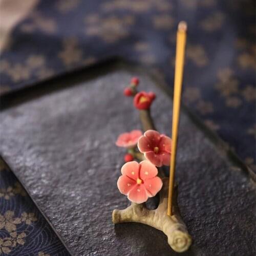 Flower Ceramic Incense Stick Holder Censer Blossom Creative Zen Chinese Incense Burner For Home Decor