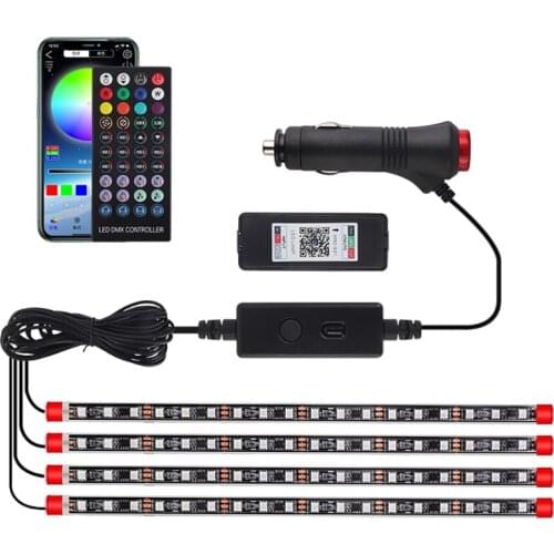 DC 12V LED Car Floor Atmosphere Light Colorful Lamps Wireless Remote Control for Party Camping Ambient Lights