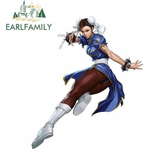 EARLFAMILY 13cm x 10.9cm for Arcade Fighter Chun Li Car Stickers Refrigerator Cartoon Decal Waterproof Windshield VAN Decoration
