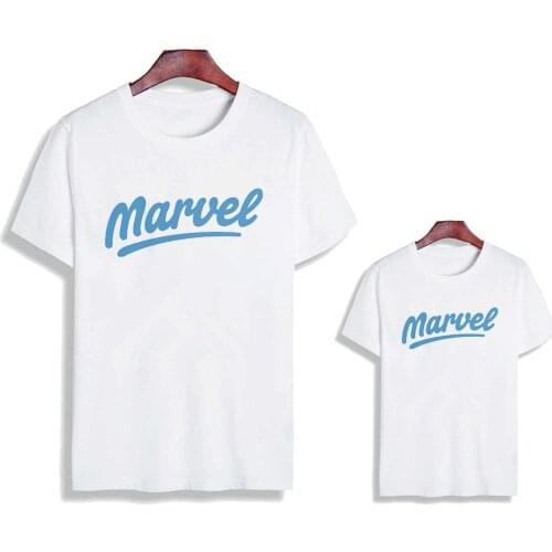 New T shirt Cute Marvel Tees Kids Baby Girl Boy Brothers and Sisters T-Shirt Adult Unisex Family Matching Clothes