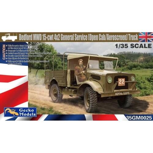 Gecko Models 35GM0025 1/35 Bedford MWD 15-cwt 4x2 GS Truck (Open Cab/Aeroscreen) - Scale Model Kit