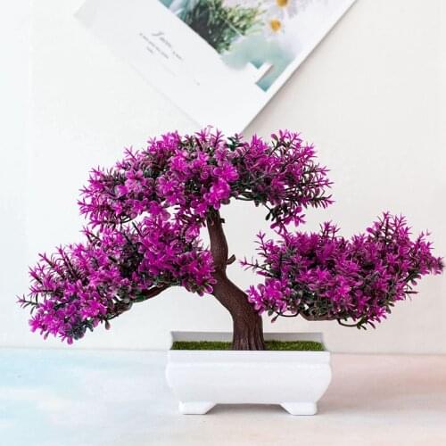 Artificial Plant Simulation Pine Tree Bonsai Guest Greeting Welcome Fake Tree Flowers Pot Home/Office Desktop Decor Good Meaning