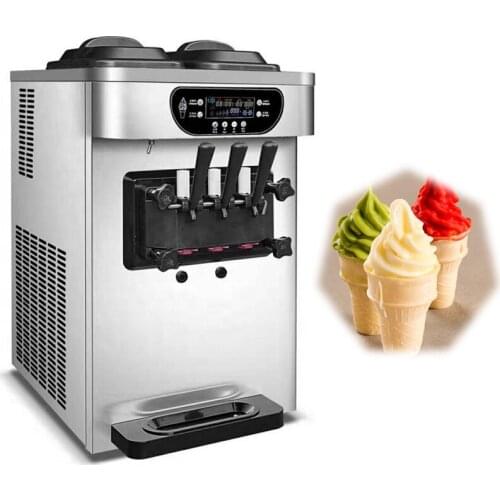 Commercial Soft Serve Ice Cream Maker Three Head Desktop Ice Cream Machine 2100W
