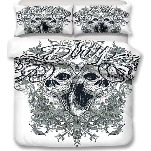 3D Printed Bedding Sets 2/3 Pcs Skull Quilt Cover Pillowcase High Quality Skeleton Decoration King Size Comforter Bedroom Set