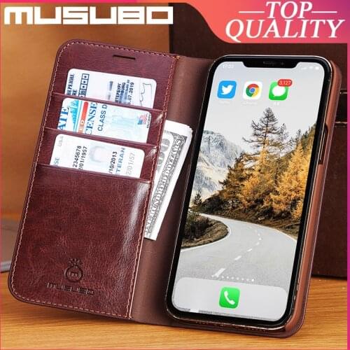Musubo Leather Cases For iPhone 12 Pro Max 11 Pro Xs Max XR X SE 2020 8 Plus 7 6 6s Plus Casing Cover Stand Wallet Flip Coque