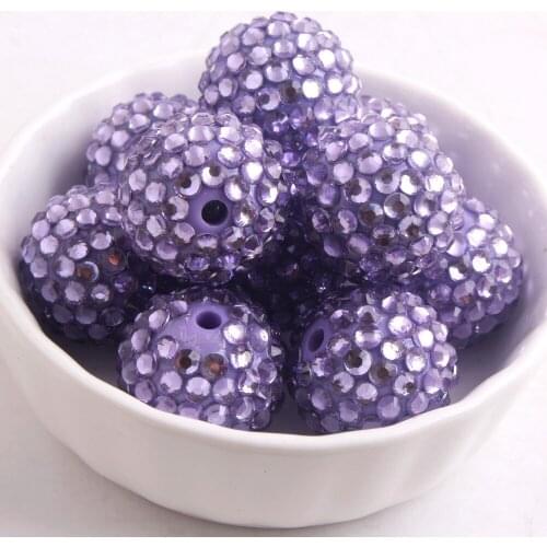 Kwoi vita Light purple color Resin Rhinestone Ball beads Wholesales AAA Quality 20mm Chunky 100pcs/lotfor Kids Girl Jewelry