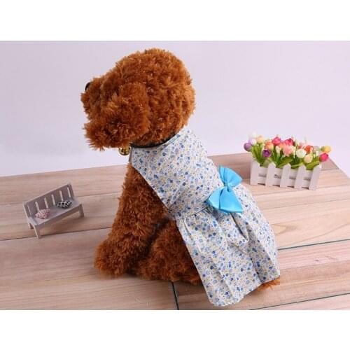 Summer Puppy Clothes Dog Dresses Bow Flowers Pet Boho Teddy Princess Dress Chihuahua Small Dogs