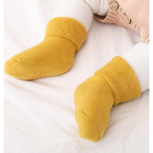 Newborn Baby Socks Terry Anti Slip Socks for Baby Winter Warm Thick Baby Girls Boys Socks Solid Infant Clothes Accessories