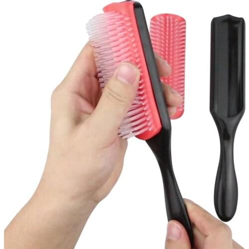 Massage Comb Black Red Hair Brush Comb 9 Rows Detangling Comb Hairdressing Straight Curly Hair Brush Women Hair Styling Salon