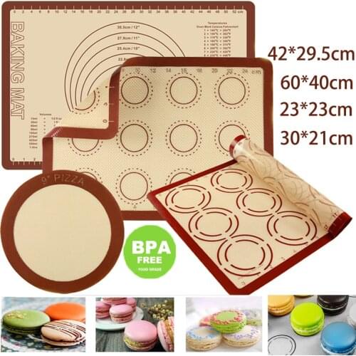 Reusable Silicone Baking Mat With Scale Rolling Dough Non-stick Baking Pan Mat Fondant Bakeware Macaron Cookie Pad Cooking Liner