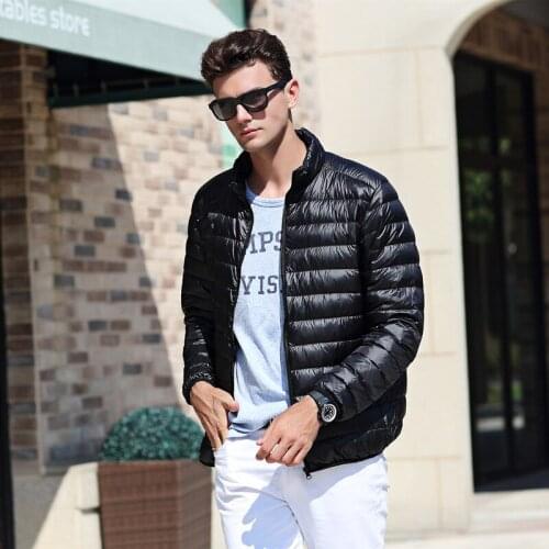 Men 's down jacket new lightweight packable jacket big yards male stand collar feather dress man' s winter coat