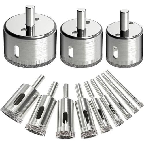 12Pcs Diamond Drill Bits Gl Tile Hole Saw Bits Set, Hollow Core Drill Bits, Extractor Remover Hole Saws for Gl, Ceramics