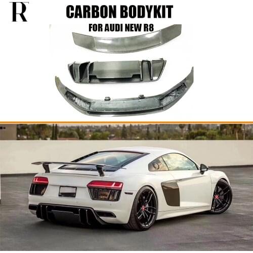 R8 carbon fiber body kit for Audi R8 V8 V10 16-19 Front Lip Rear Bumper Diffuser Rear Spoiler R8 Car Styling tuning Bodykits