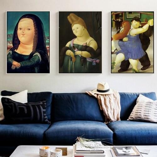 Nordic Funny Art Mona Lisa Canvas Painting Posters and Prints Scandinavian Wall Art Pictures for Living Room Home Cuadros Decor