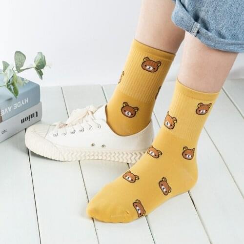 1 Pairs of Cute Cartoon Girls Boys Pure Cotton Socks Fashionable Bear Five Colors Female kids socks