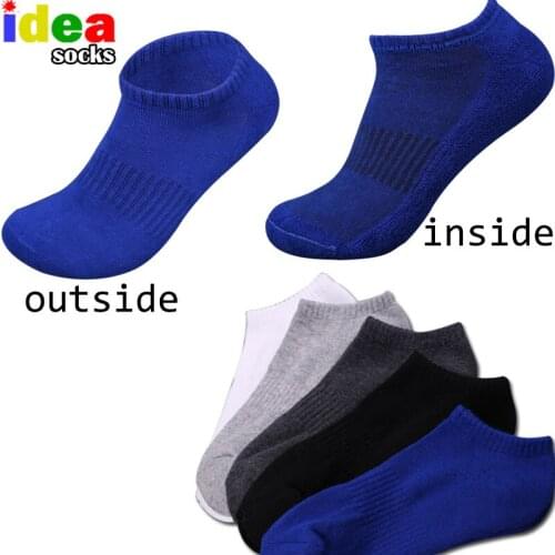 Men Summer Brand Compression Socks Pure Color Towel Bottom Elite Socks Basket Boat Socks
