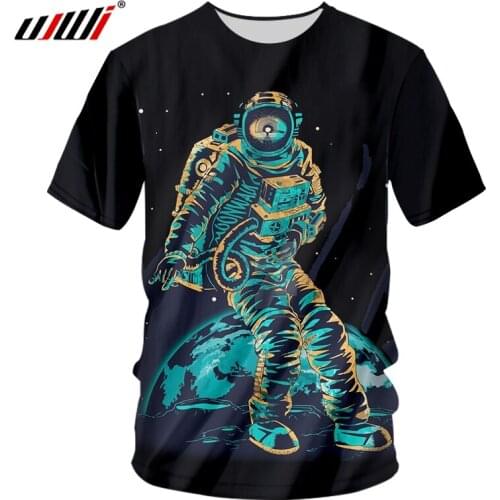 UJWI New Arrival Space Tshirts Cool Print Astronaut 3D T-shirt For Women/men Hiphop Punk T Shirt Round Neck Tee Shirts Unisex