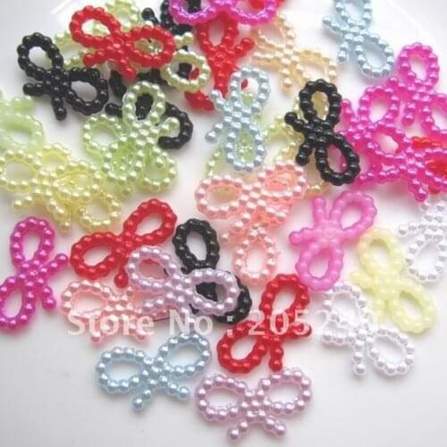 Jewelry Making Supplies For DIY Decoration Mixed Colors(1000pcs/Bag) About 20mm Cute Flat Back Pearl Bow