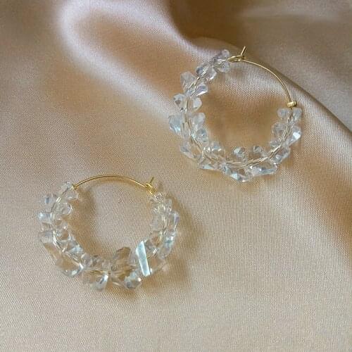 Simple and Cool Earrings Crystal Circle Temperament Personality Wild Niche Earrings Fashion Earrings Exquisite Jewelry Gifts