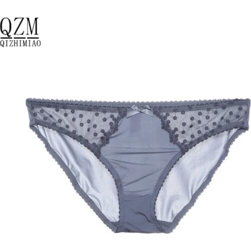 QIZHIMIAO Sexy Lace Briefs Women Panties White Black Low Rise Underpants Top Lace Floral Lingerie Underwear 3 pieces / lot