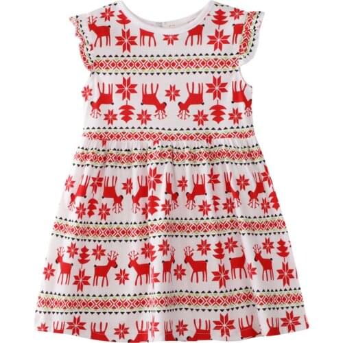 Sleeveless Girls New Short-sleeved Deer Cotton Bottoming Shirt Baby Christmas Dresses For Party Girl Clothes