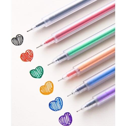 6pcs Matte Design Color Gel Ink Pen Ballpoint 0.5mm Multi Colors Liner Marker Pens for Drawing Journal Diary Office School F080
