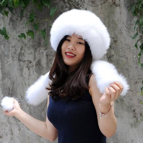 CX-C-175B New Design China Supplier 2017 Winter Women White Hat Warm Fox Fur Lady Hat Russian Hat