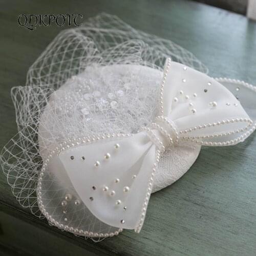 Hat Bride Super Fairy Fedoras French Fashion Light Luxury Retro Elegant Net Yarn Wedding Dress Headwear Accessories Cap QDKPOTC