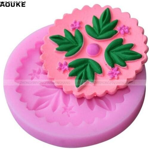 Grass Leaves Corrugated Circle Fondant Cake Silicone Mould Pastry Pudding Mold Ice Cube Soap Molds DIY Tools Cake Decoration