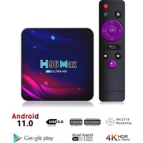 WIFI Google Voice 64GB H96 MAX RK3318 Smart TV Box Android 11 Wifi H96MAX TVBOX Youtube Media Player Set Top Box 4G 32G 2G 16G