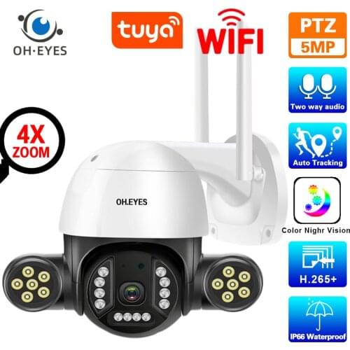 CCTV 5MP Wifi IP Dome Camera Outdoor Street 2 Way Audio Security Surveillance Camera PTZ Wireless 1080P IP Wifi Monitoring Cam