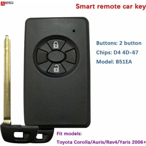 Aftermarket 2 Button 433Mhz For Toyota Corolla Auris Rav4 Yaris 2006+ Smart Key B51EA 0780 PCB P1 D4 4D-67 89904-52071