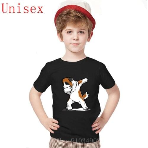 Funny Dabbing Saint Bernard Dog kids clothes boys Short Sleeve Custom Parody Dog Dab T-Shirts Cotton boys clothes dog Tee shirt