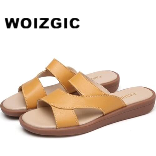 DONGNANFENG New Women Old Mother Female Ladies Shoes Sandals Cow Genuine Leather Slip On Summer Beach Casual Size 35-40 YL-1802