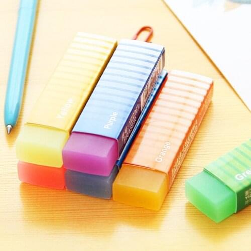 1 PCS Novelty Lovely Kawaii Colored Long Strip Rubber Eraser Creative Jelly Eraser For Kids Gift Student Prize Korean Stationery