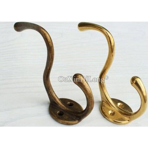 Retro Vintage 10PCS European Antique Brass Robe Hooks Coat Hat Hook Key Bag Hook Clothes Robe Hangers with Screws