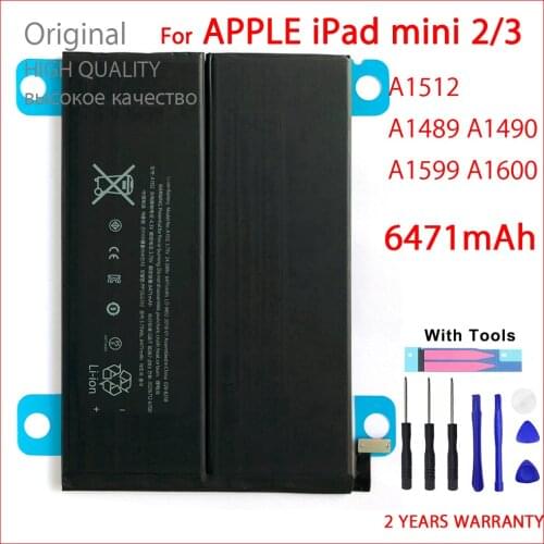 100% Genuine A1512 Battery For iPad Mini 2 3 Mini2 Mini3 A1489 A1490 A1491 A1599 6471mAh Replacement Tablet Batteries With Tools