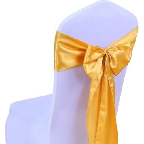 2021 Wedding Banquet Hotel Chair Back Decoration Satin Sashes Bowknot Silk Ribbon Party Chair Bowknot Bandage