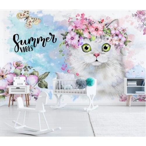 3d wall murals wallpaper for living room Simple Flower Kitten Childrens Room home decor photo wallpaper for walls 3 d