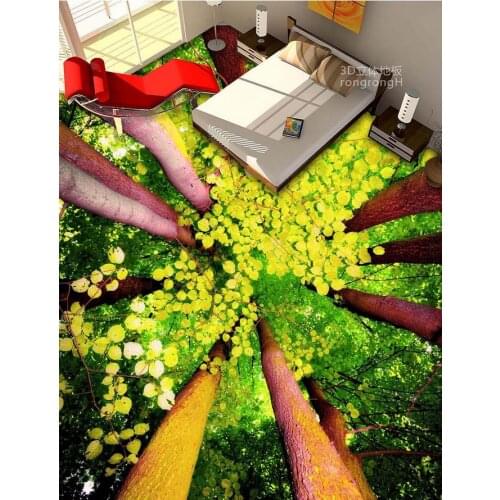 Forest 3d floor wallpapers Waterproof floor mural painting PVC waterproof floor self-adhesive 3D floor wallpapers