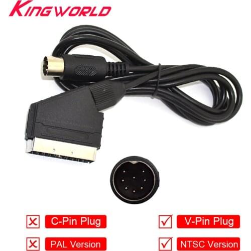 50pcs V-Pin Plug NTSC US Scart Cable Audio Video AV Cable for SEGA Mega Drive for Genesis 1
